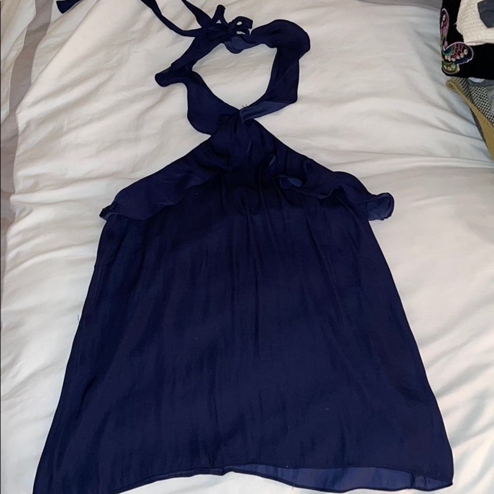 Silky ruffle halter top
